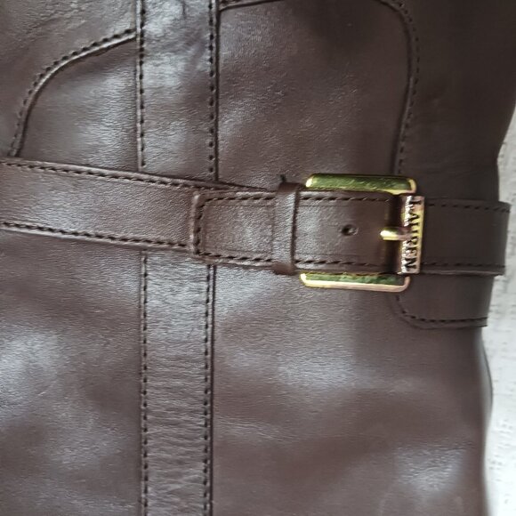 Ralph Lauren Leather Equestrian Wide Calf Brown Boot Size 8B - Picture 5 of 12